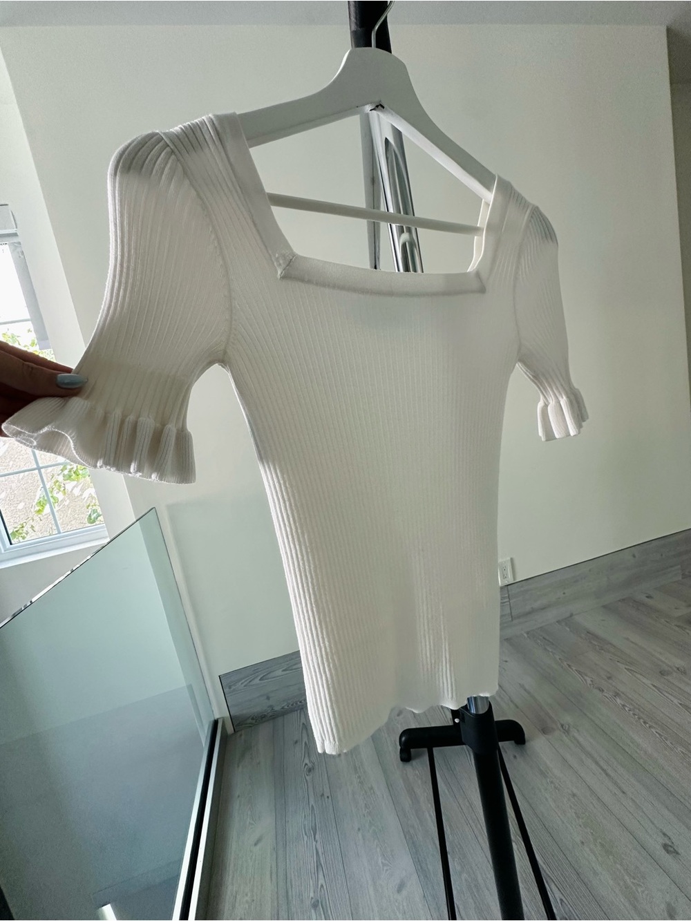 SANDRO ribbed square neck top Small - Picture 6 of 7